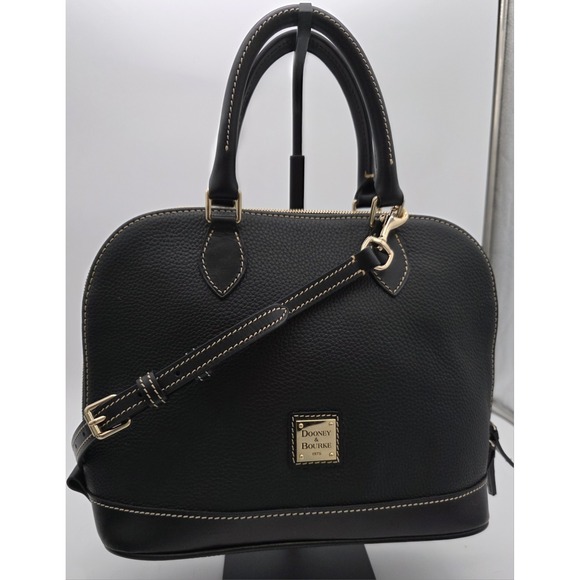 Dooney & Bourke Pebble Grain Zip Leather Satchel Black New #0113 - Picture 1 of 16